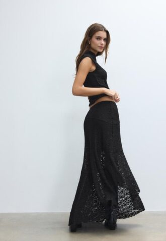 Asymetrická krajková midi sukně