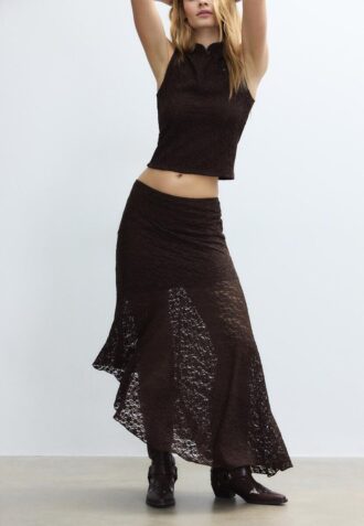 Asymetrická krajková midi sukně