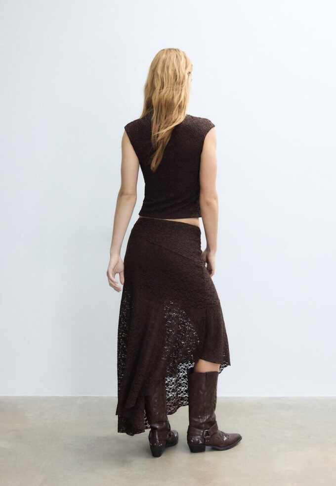 Asymetrická krajková midi sukně Asymetrická krajková midi sukně