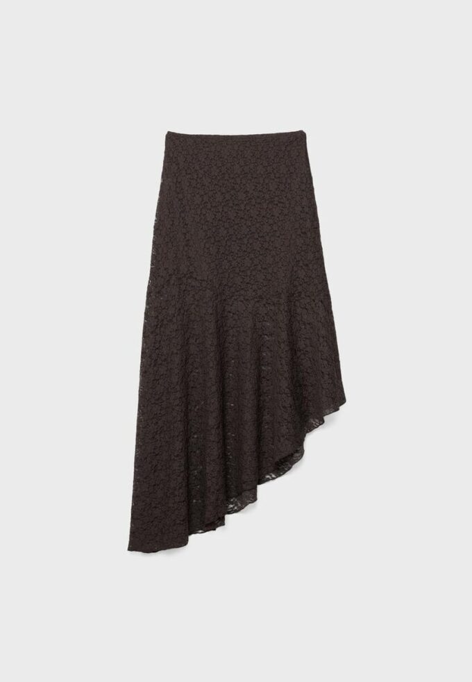 Asymetrická krajková midi sukně Asymetrická krajková midi sukně