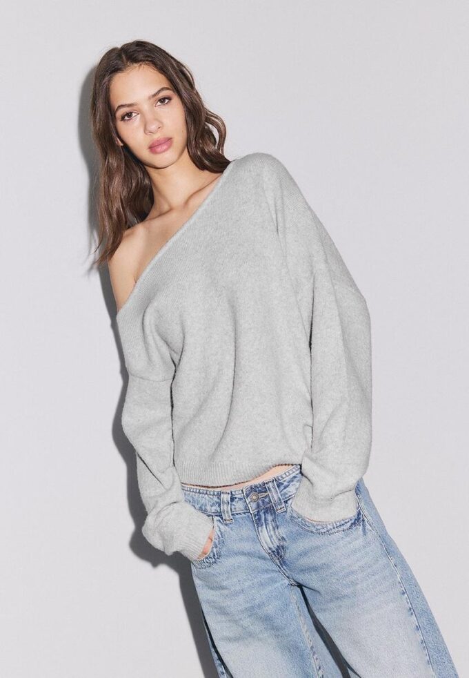 Asymetrický pletený svetr Asymetrický pletený svetr