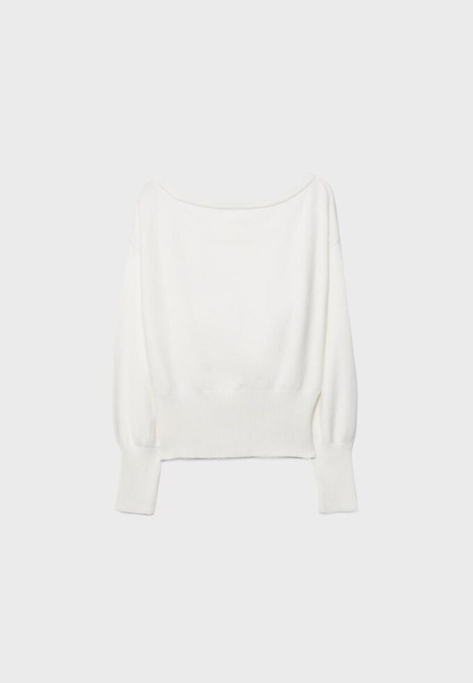 Asymetrický pletený svetr s žebrovaným lemem Asymetrický pletený svetr s žebrovaným lemem