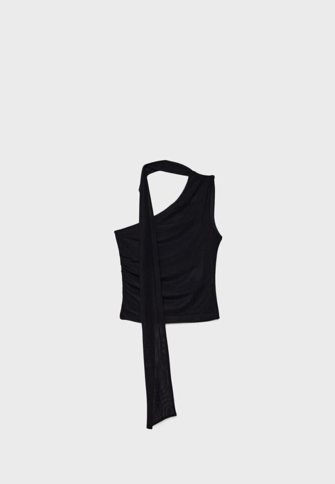 Asymetrický tylový top se šátkem