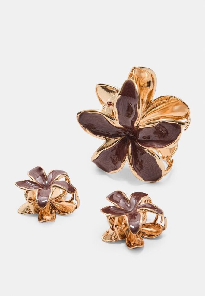 Balení 3 květinových sponek do vlasů