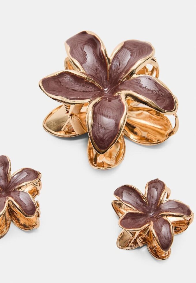 Balení 3 květinových sponek do vlasů