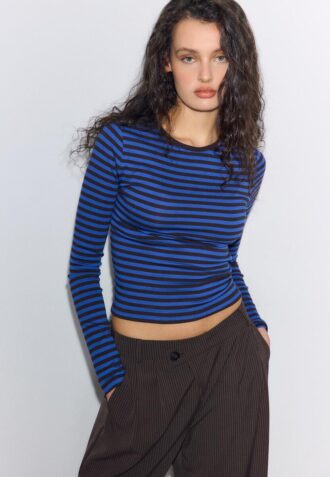 Basic bavlněné tričko s dlouhým rukávem a pruhy