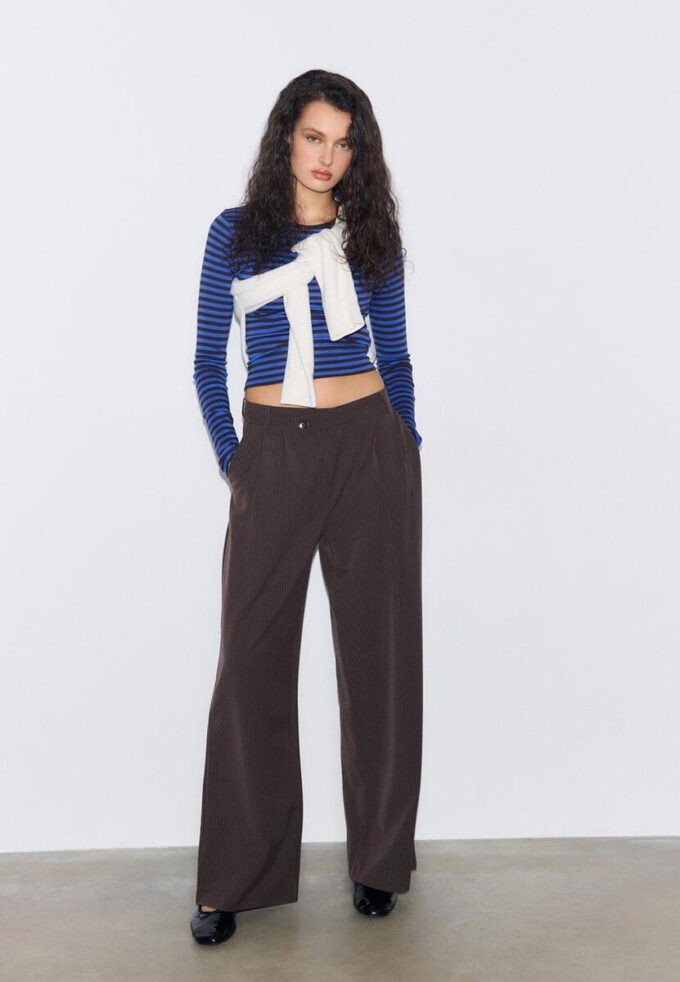 Basic bavlněné tričko s dlouhým rukávem a pruhy