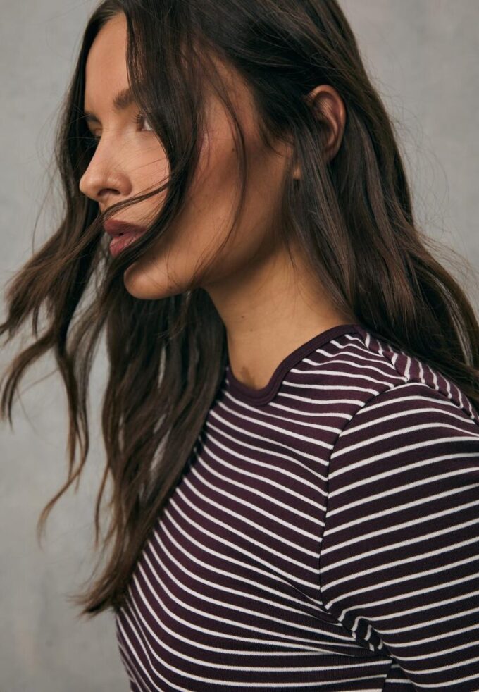 Basic bavlněné tričko s dlouhým rukávem a pruhy