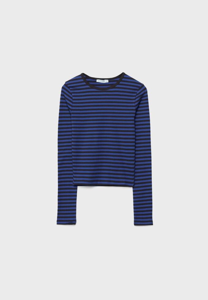 Basic bavlněné tričko s dlouhým rukávem a pruhy