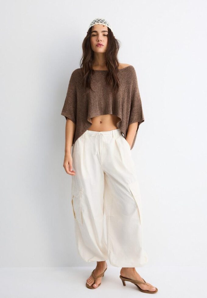 Basic pletený svetr s kapucí