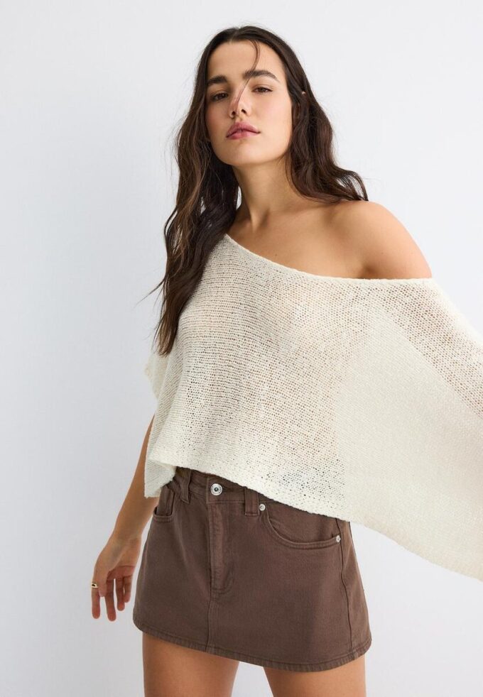 Basic pletený svetr s kapucí