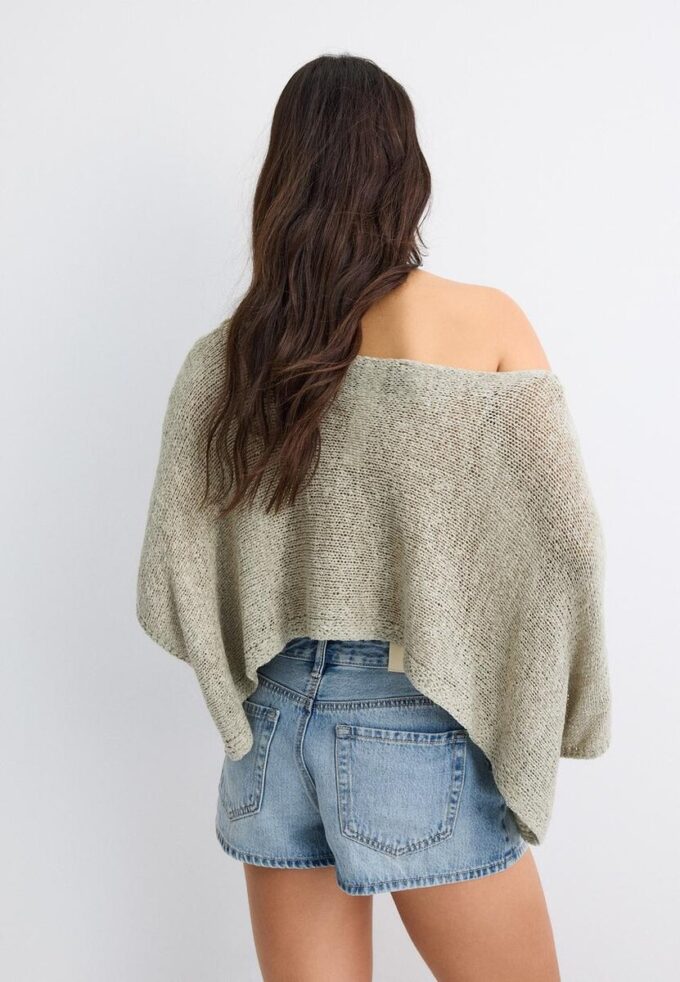 Basic pletený svetr s kapucí