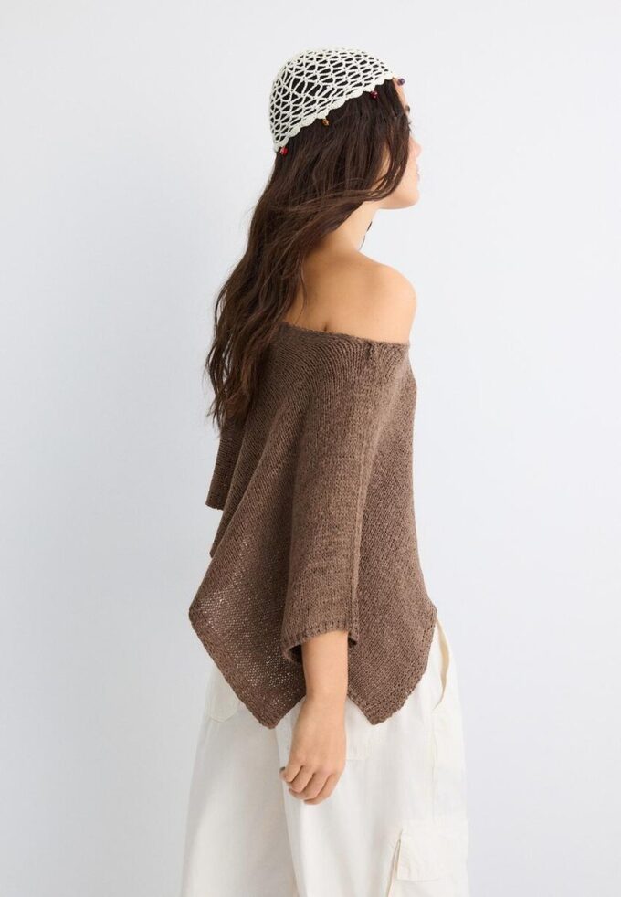 Basic pletený svetr s kapucí