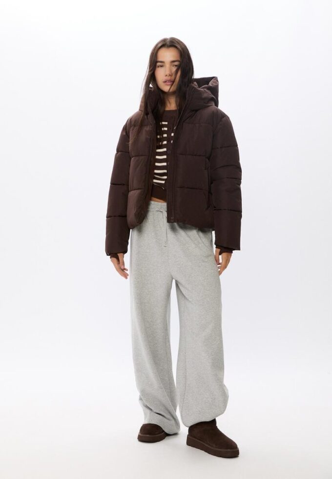 Basic péřová bunda s kapucí