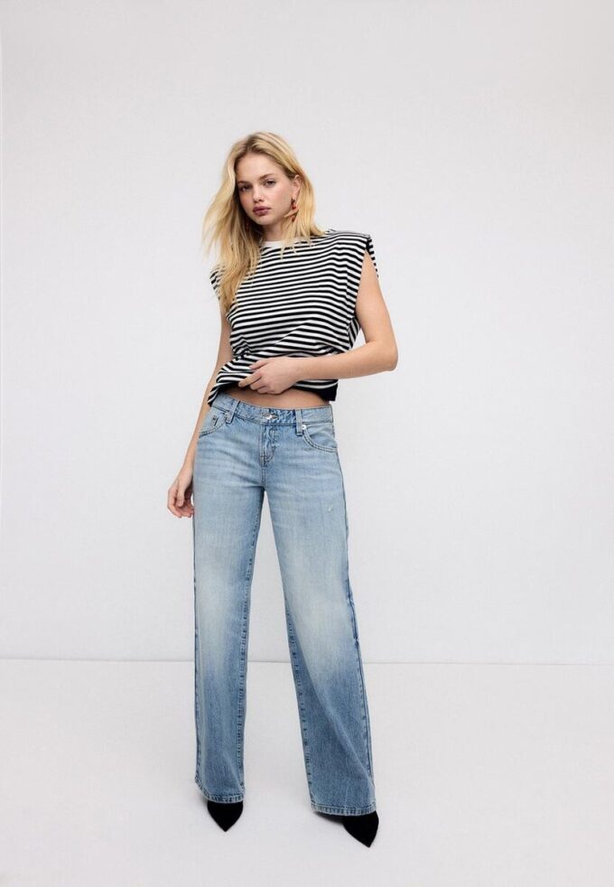 Basic pruhované tričko s vycpávkami na ramenou