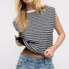 Basic pruhované tričko s vycpávkami na ramenou