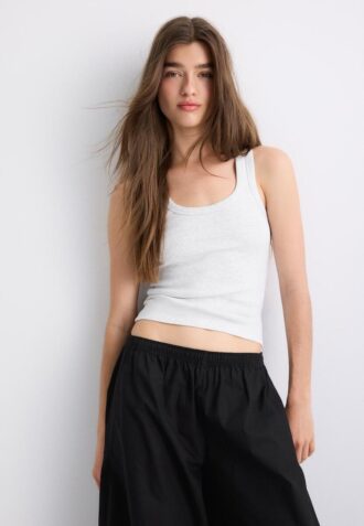 Bavlněné žebrované top s racerbackem