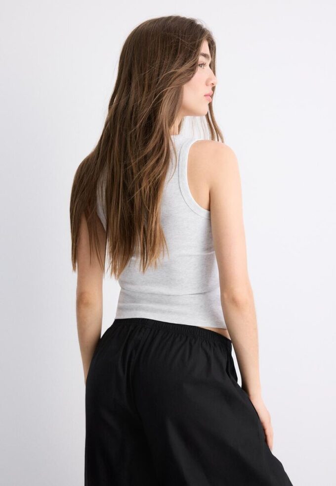 Bavlněné žebrované top s racerbackem