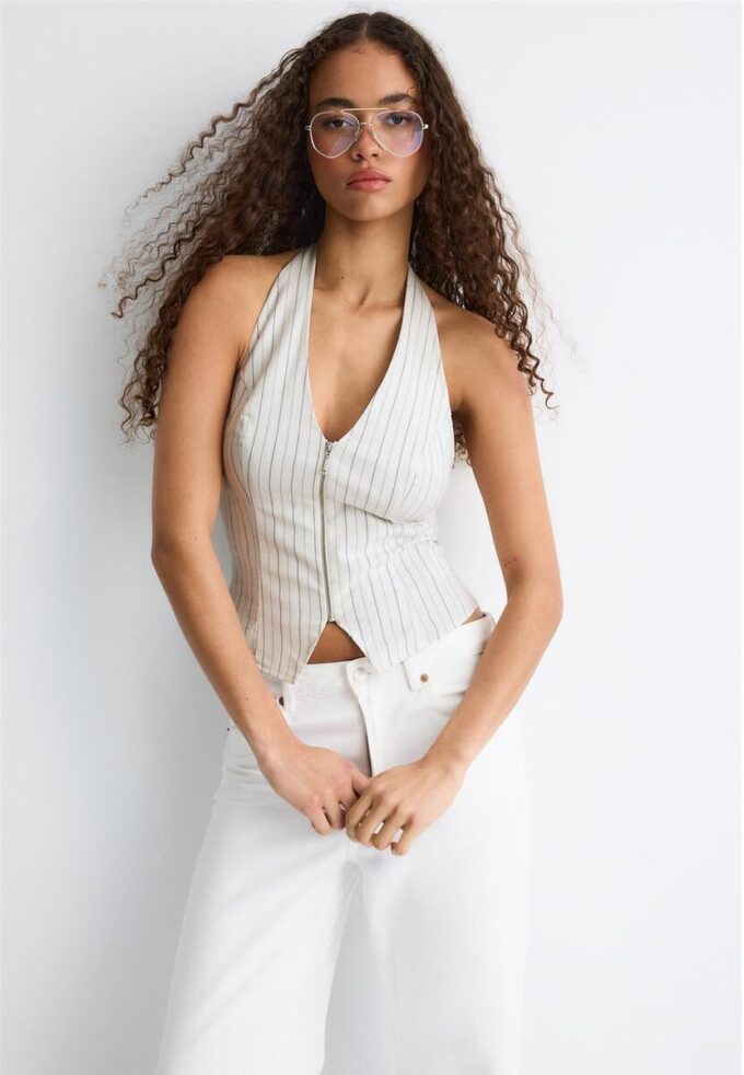 Bengalinové tílko s vázáním za krkem