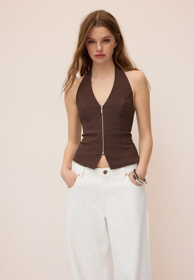 Bengalinové tílko s vázáním za krkem