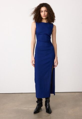 Bezrukávové midi šaty z bengalínu Bezrukávové midi šaty z bengalínu