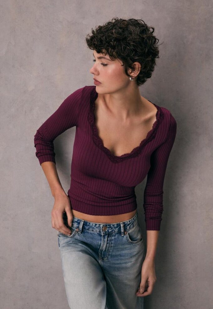 Bezšvový krajkový top Bezšvový krajkový top