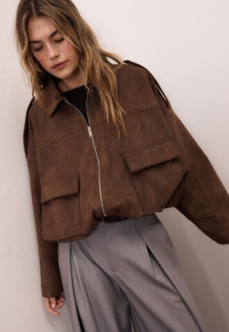 Bomberová bunda z umělé semiše