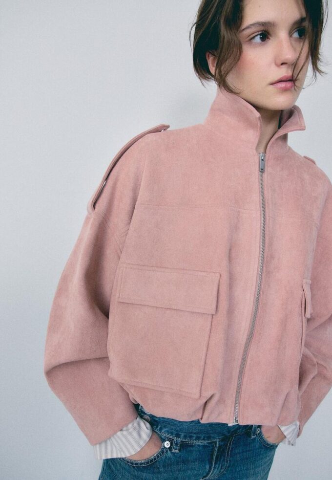 Bomberová bunda z umělé semiše