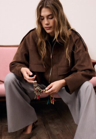 Bomberová bunda z umělé semiše