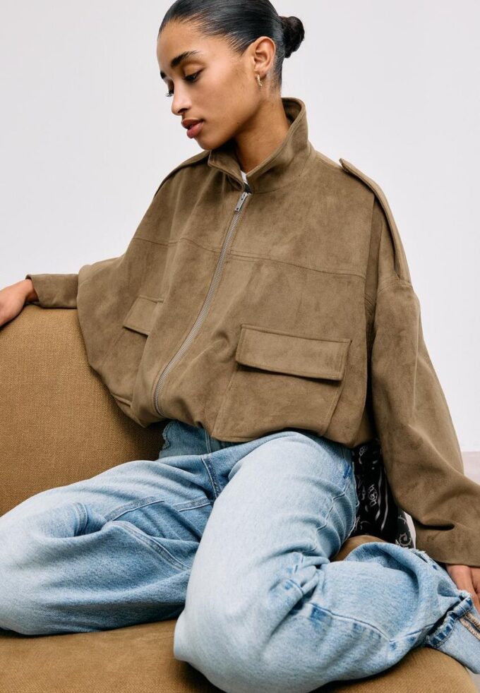 Bomberová bunda z umělé semiše