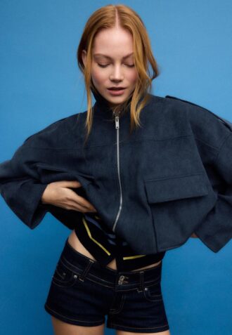 Bomberová bunda z umělé semiše