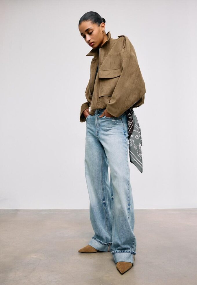 Bomberová bunda z umělé semiše