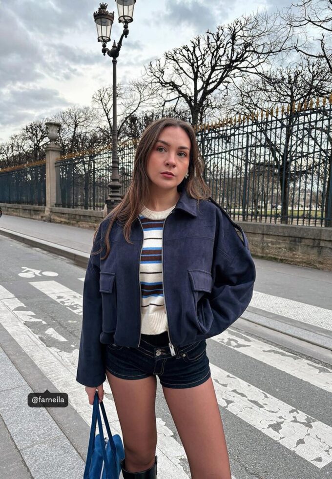 Bomberová bunda z umělé semiše