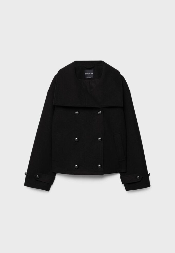 Bunda Jemné na dotek s překříženým výstřihem a vysokým límcem