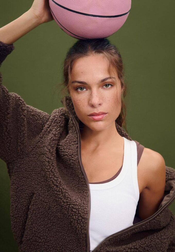 Bunda na zip s podšívkou z umělé ovčí kůže