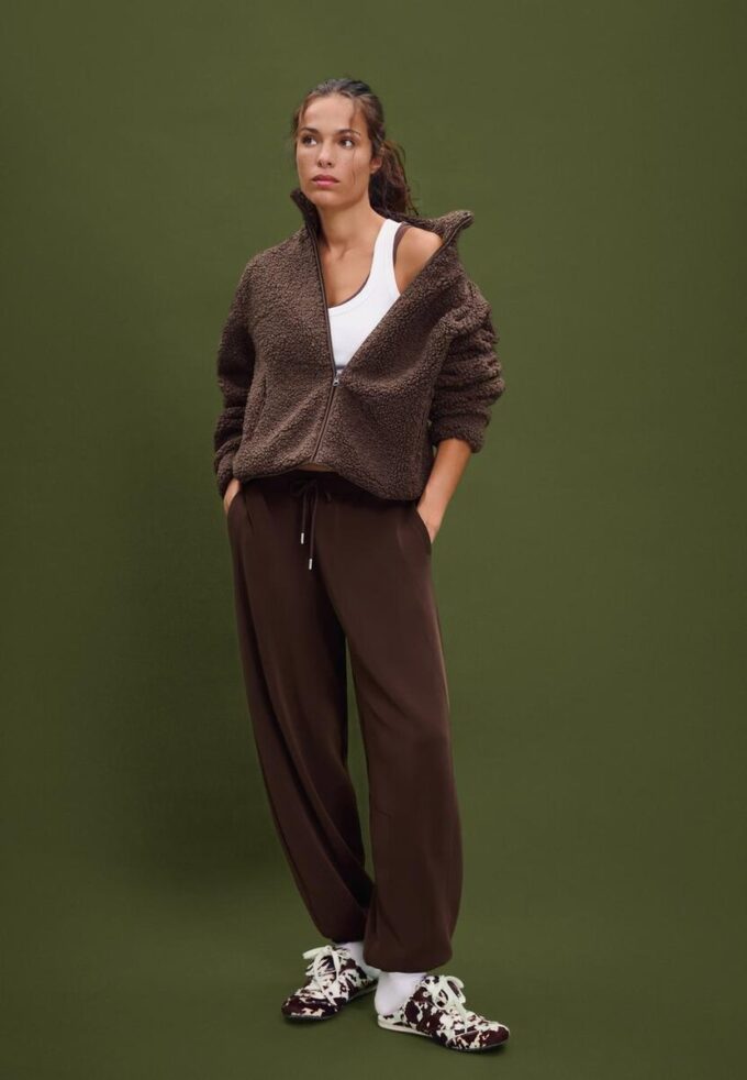 Bunda na zip s podšívkou z umělé ovčí kůže