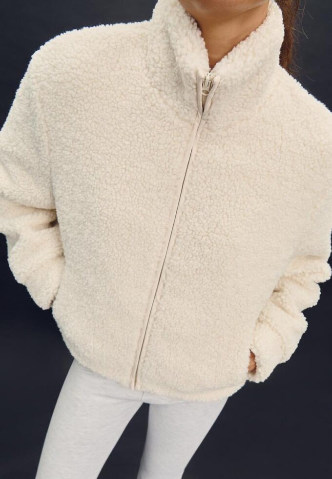 Bunda na zip s podšívkou z umělé ovčí kůže