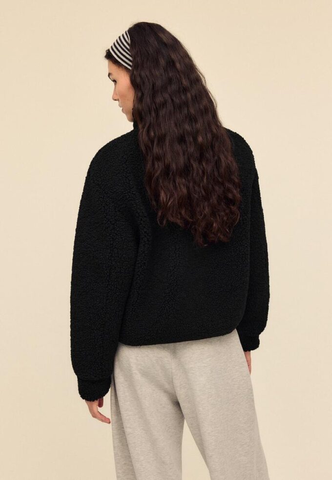 Bunda na zip s podšívkou z umělé ovčí kůže