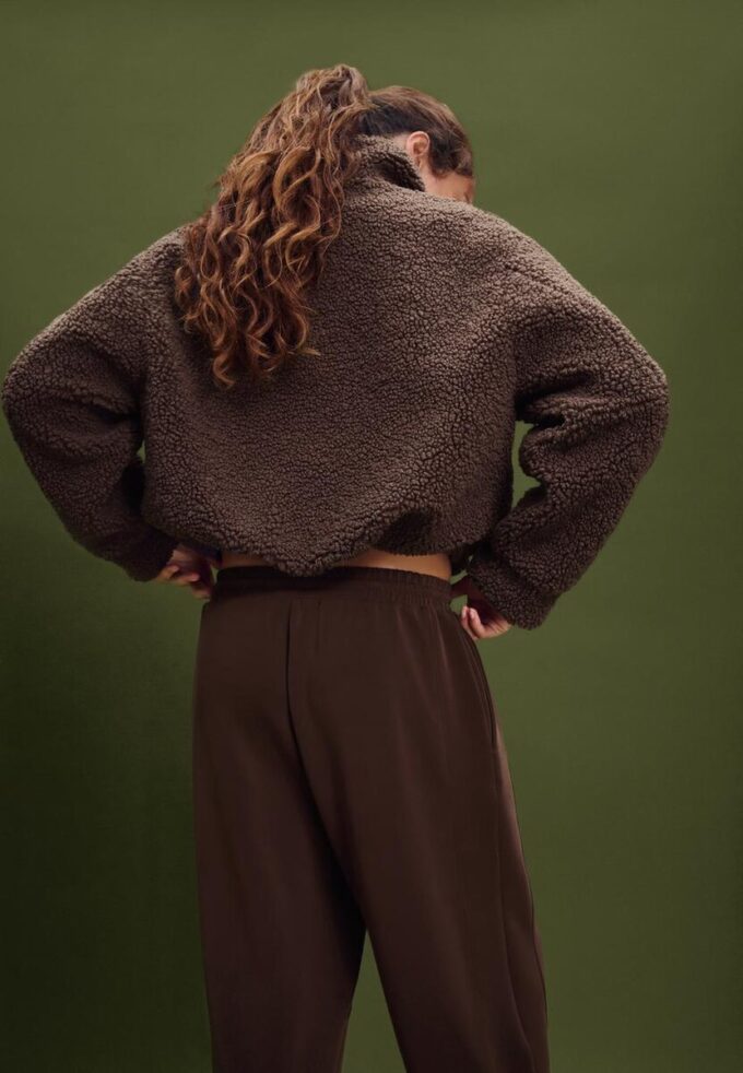 Bunda na zip s podšívkou z umělé ovčí kůže