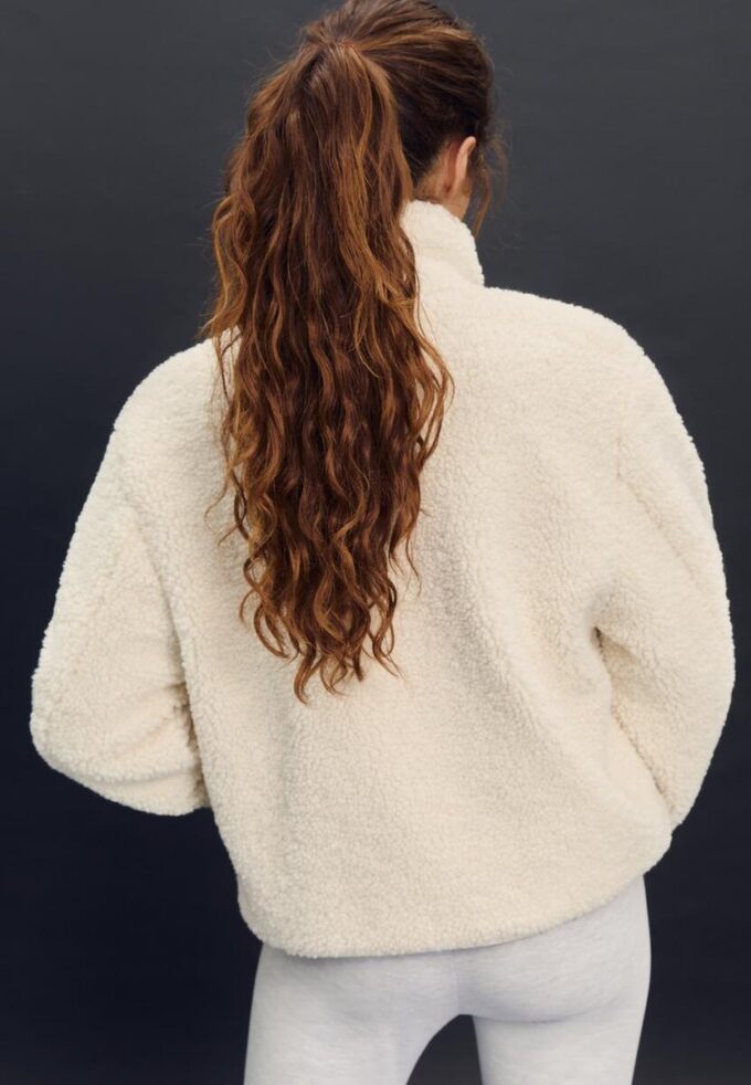 Bunda na zip s podšívkou z umělé ovčí kůže