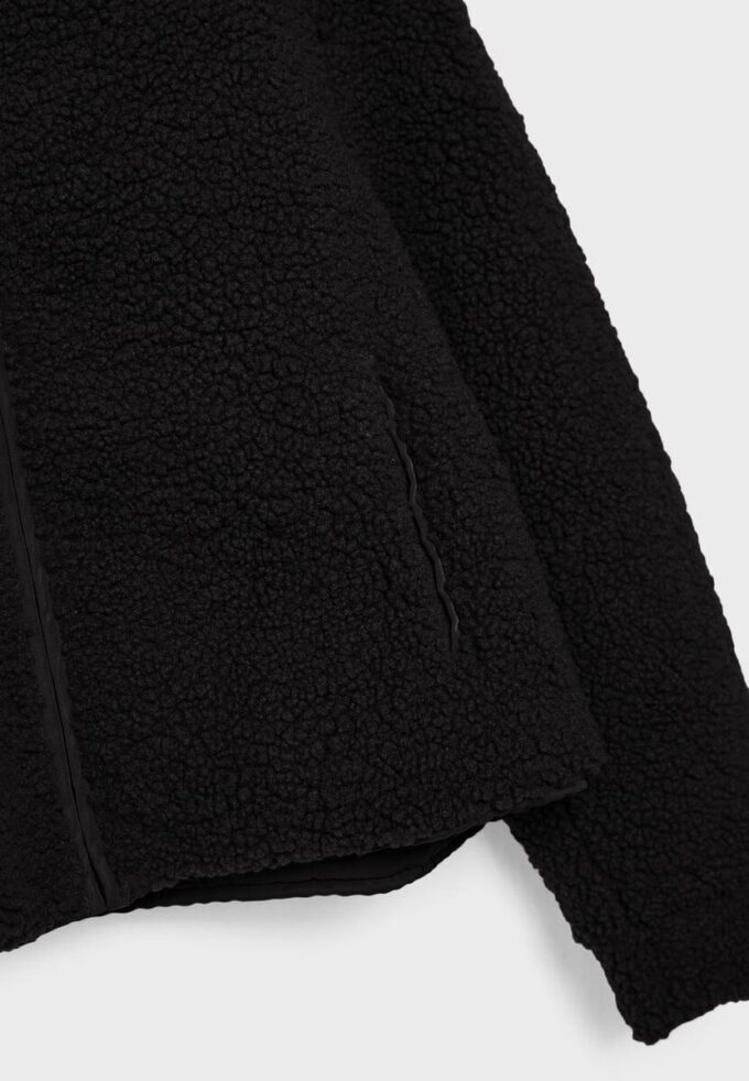 Bunda na zip s podšívkou z umělé ovčí kůže