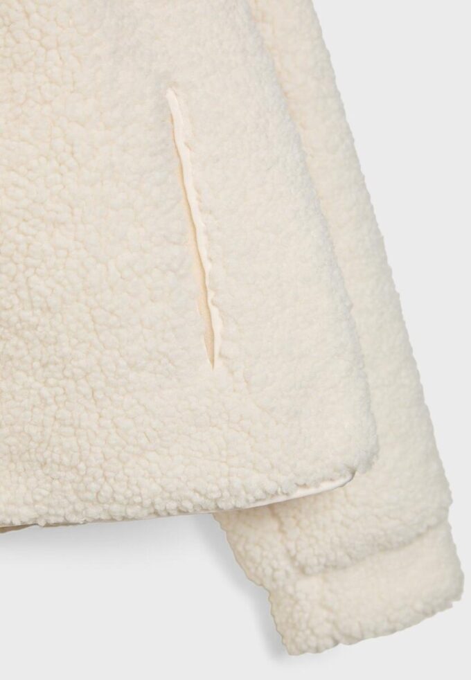 Bunda na zip s podšívkou z umělé ovčí kůže