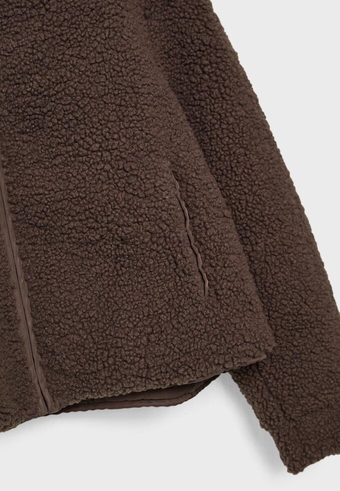 Bunda na zip s podšívkou z umělé ovčí kůže