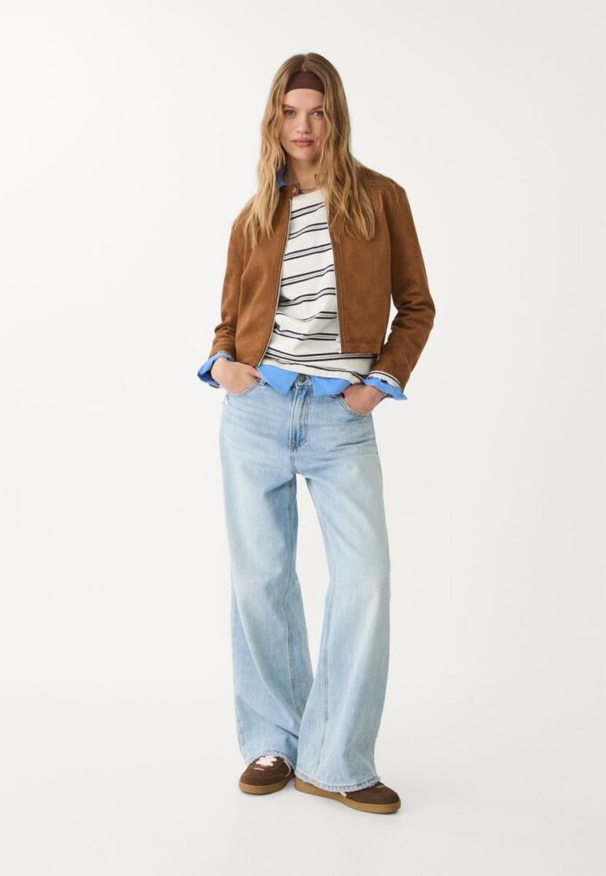 Bunda na zip z umělé semiše