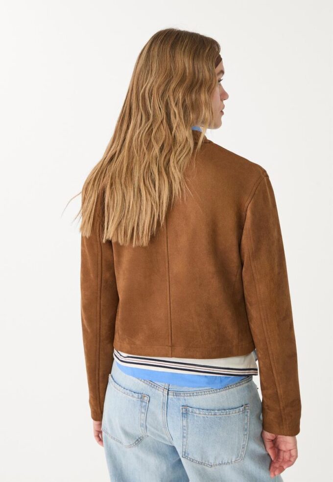 Bunda na zip z umělé semiše