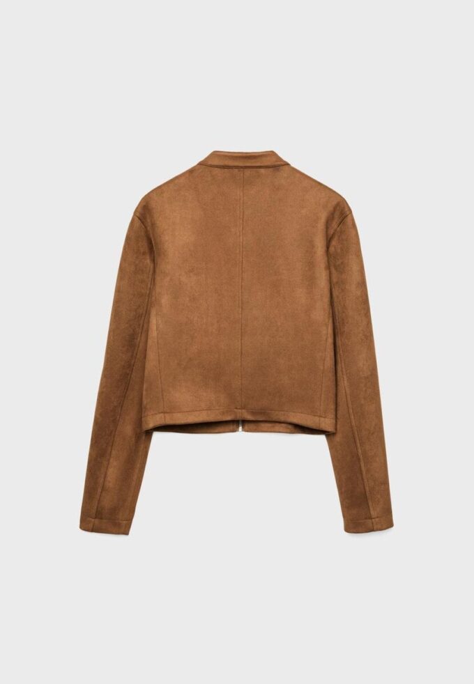 Bunda na zip z umělé semiše