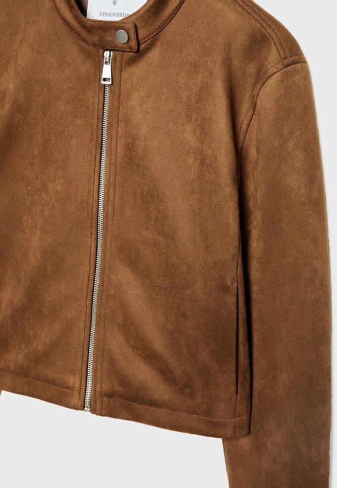 Bunda na zip z umělé semiše