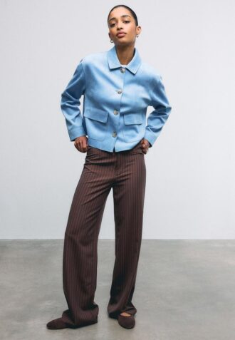 Bunda z umělé semiše s kapsami