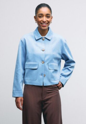 Bunda z umělé semiše s kapsami