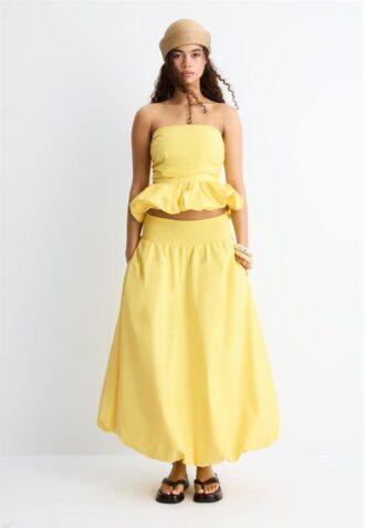 Bustierový top s balónovými rukávy